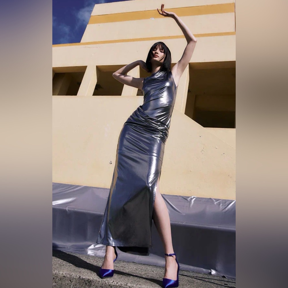 Suboo Nova Draped Maxi Dress - Gunmetal Medium